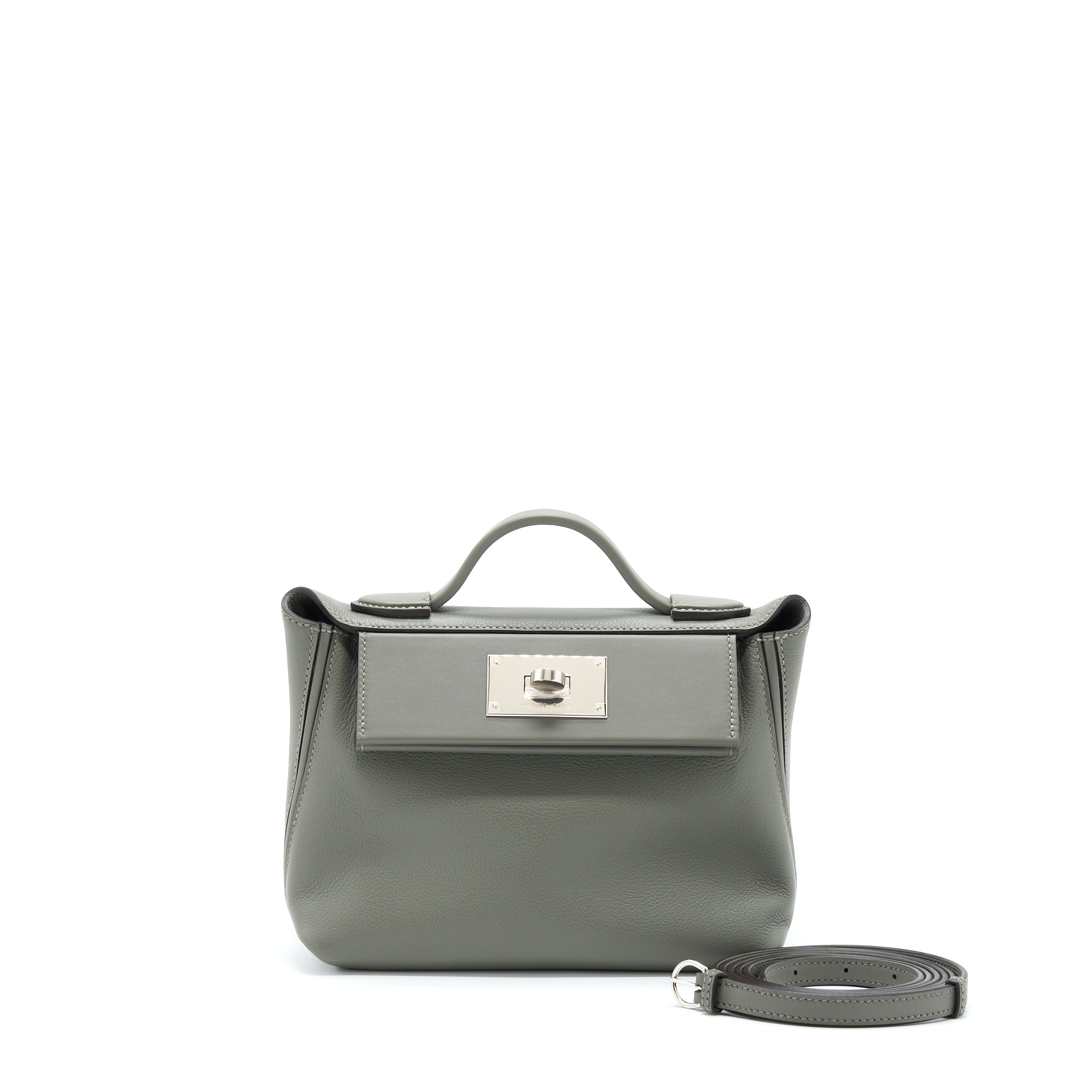 Hermes Mini 24/24 2424 - 21 Evercolor / Swift Gris Meyer SHW Stamp U