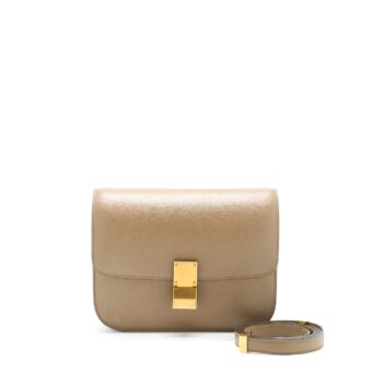 Celine Medium Classic Box Bag Calfskin Taupe GHW