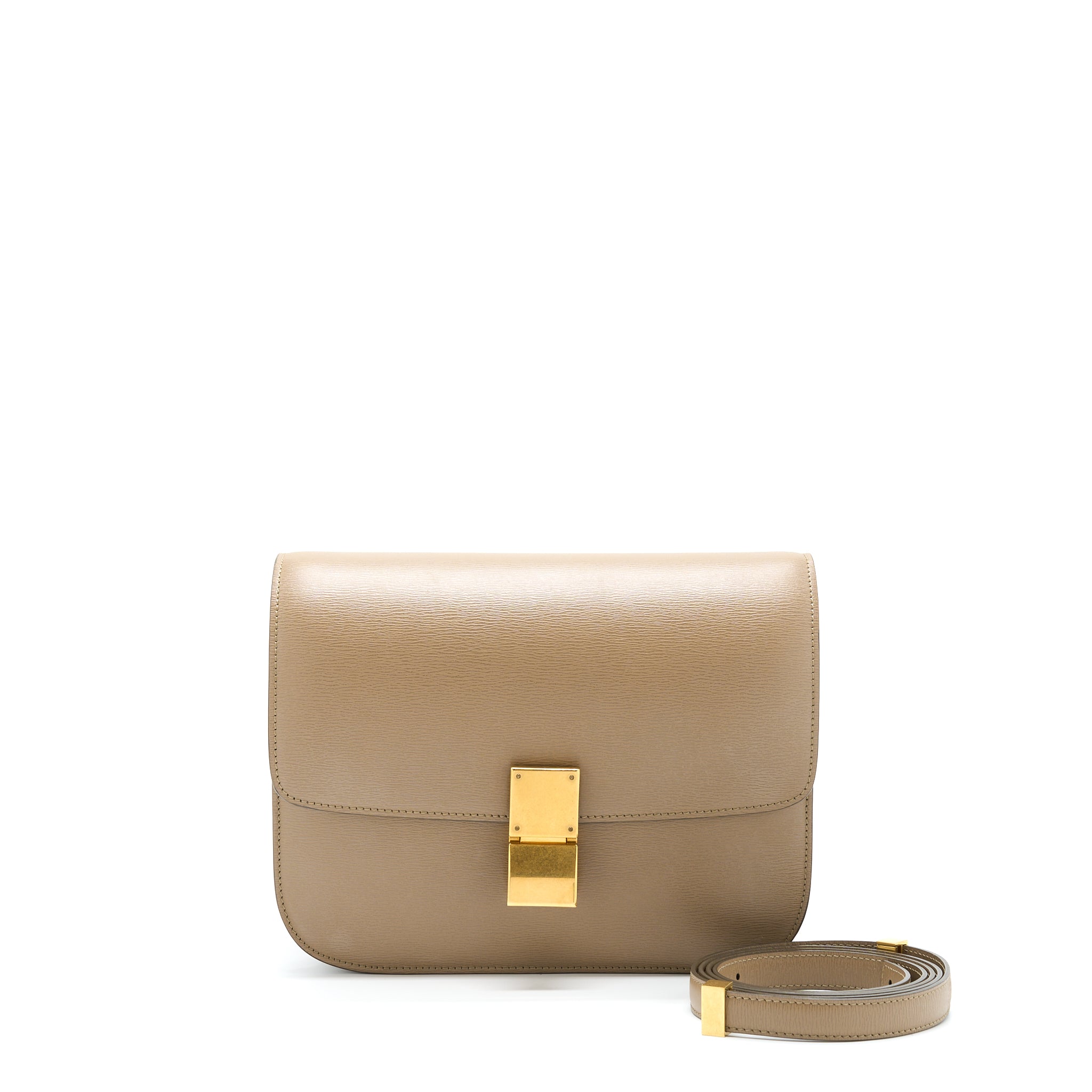 Celine Medium Classic Box Bag Calfskin Taupe GHW