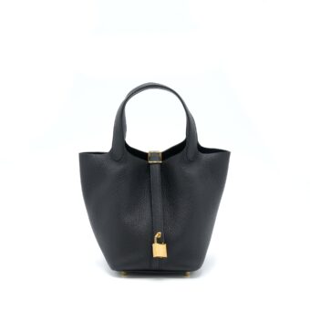 Hermes Picotin 18 Lock Bag Clemence Black GHW Stamp Z