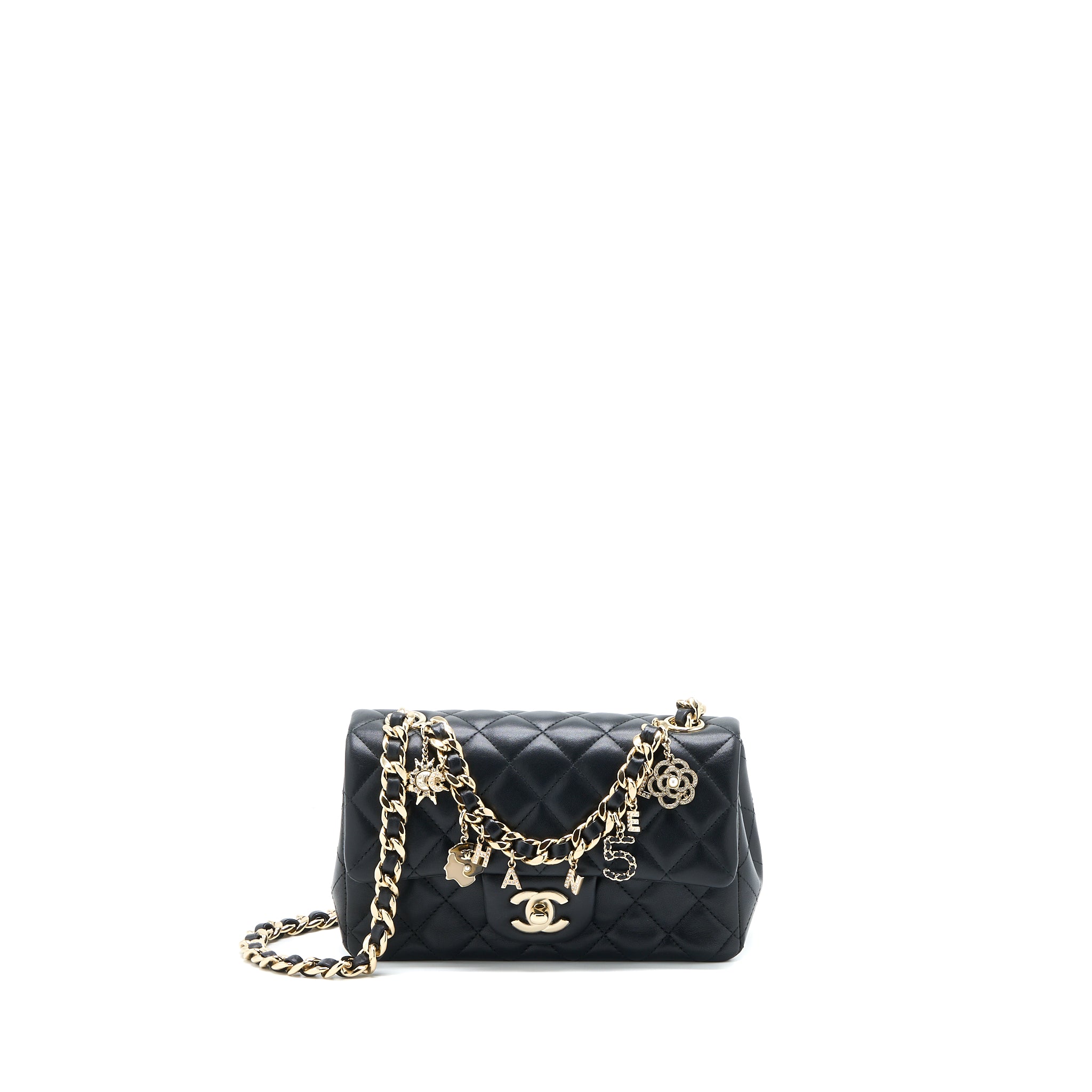 Chanel Mini Rectangular with Coco Bag Charm Limited Edition Lambskin Black LGHW