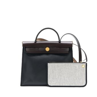 Hermes Herbag 31 Berline Canvas Noir/Ecru-Noir/Ebene GHW Stamp Z