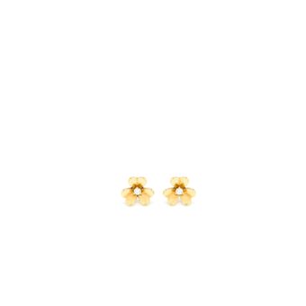 Van Cleef & Arpels Frivole Earrings, Mini Model Yellow Gold With Diamonds
