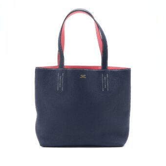 Hermes Double Sens 36 Bag Clemence Blue Nuit/Rose Azalee Stamp A