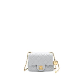 Chanel 21B Pearl Crush mini square Flap Bag grey GHW