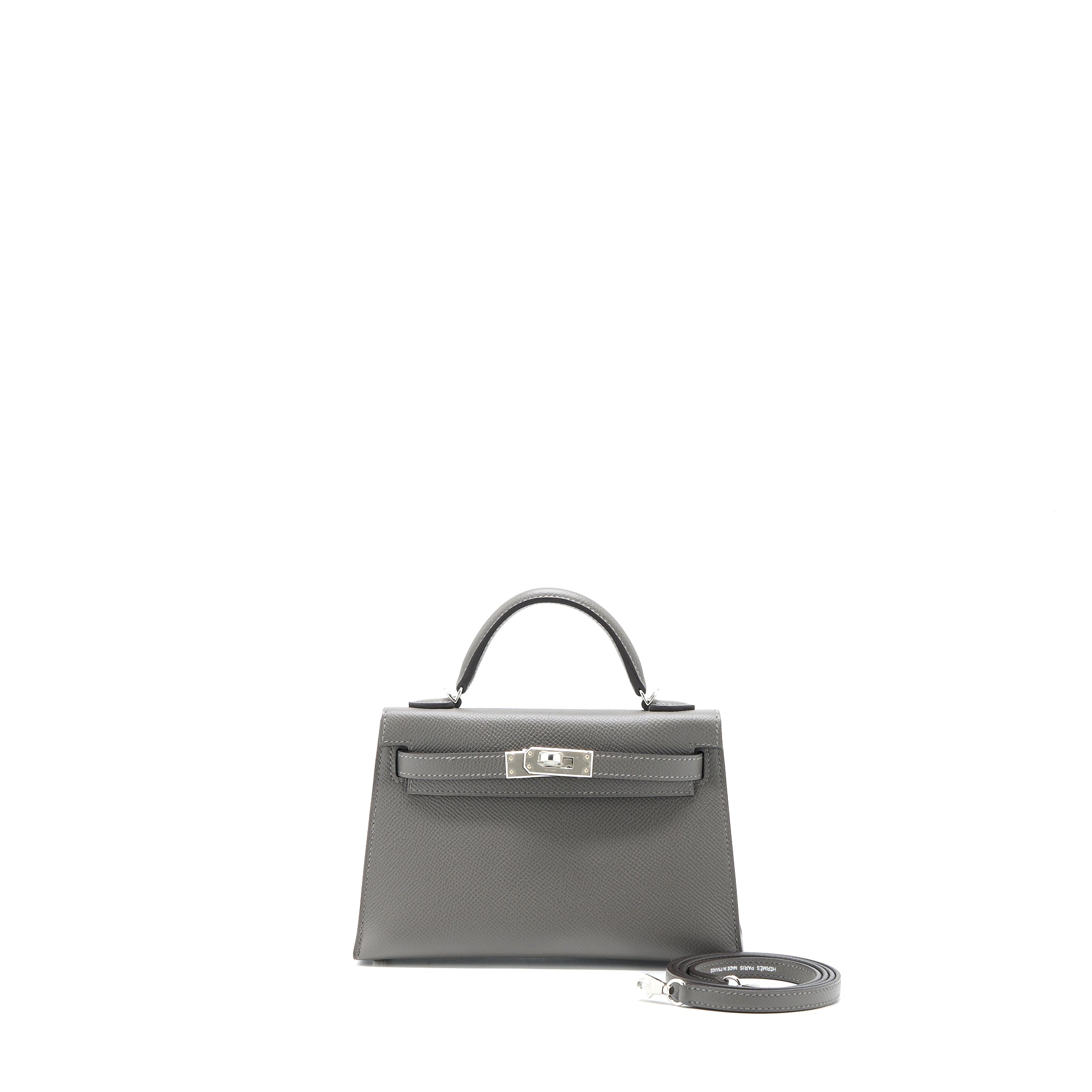 Hermes Mini Kelly II Epsom 0L Gris Meyer SHW Stamp U