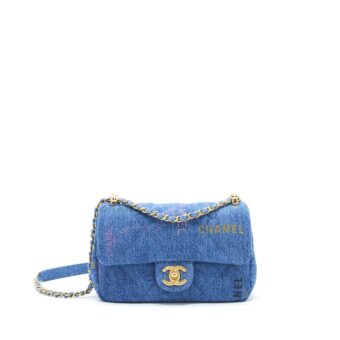Chanel 22P Small Flap Bag 23cm Denim Blue GHW (Microchip)