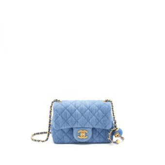 Chanel 22C Denim Pearl Crush Mini Square Flap Bag