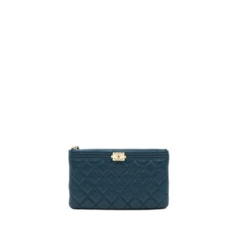 Chanel Boy Pouch Caviar Dark Green LGHW