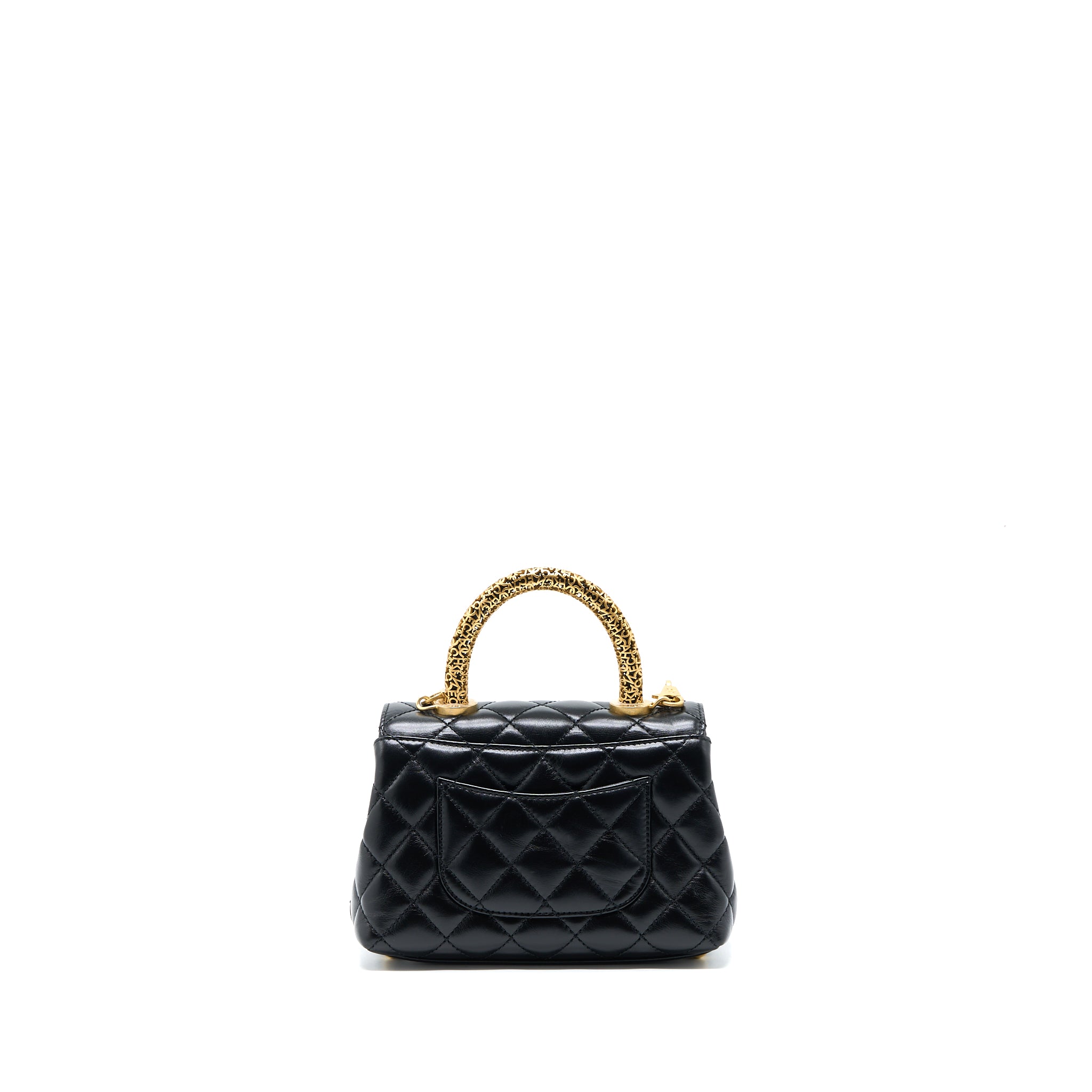Chanel 22A Mini Coco Handle with Detailed Letter Handle Calfskin Black Brushed GHW (Microchip) - Image 2
