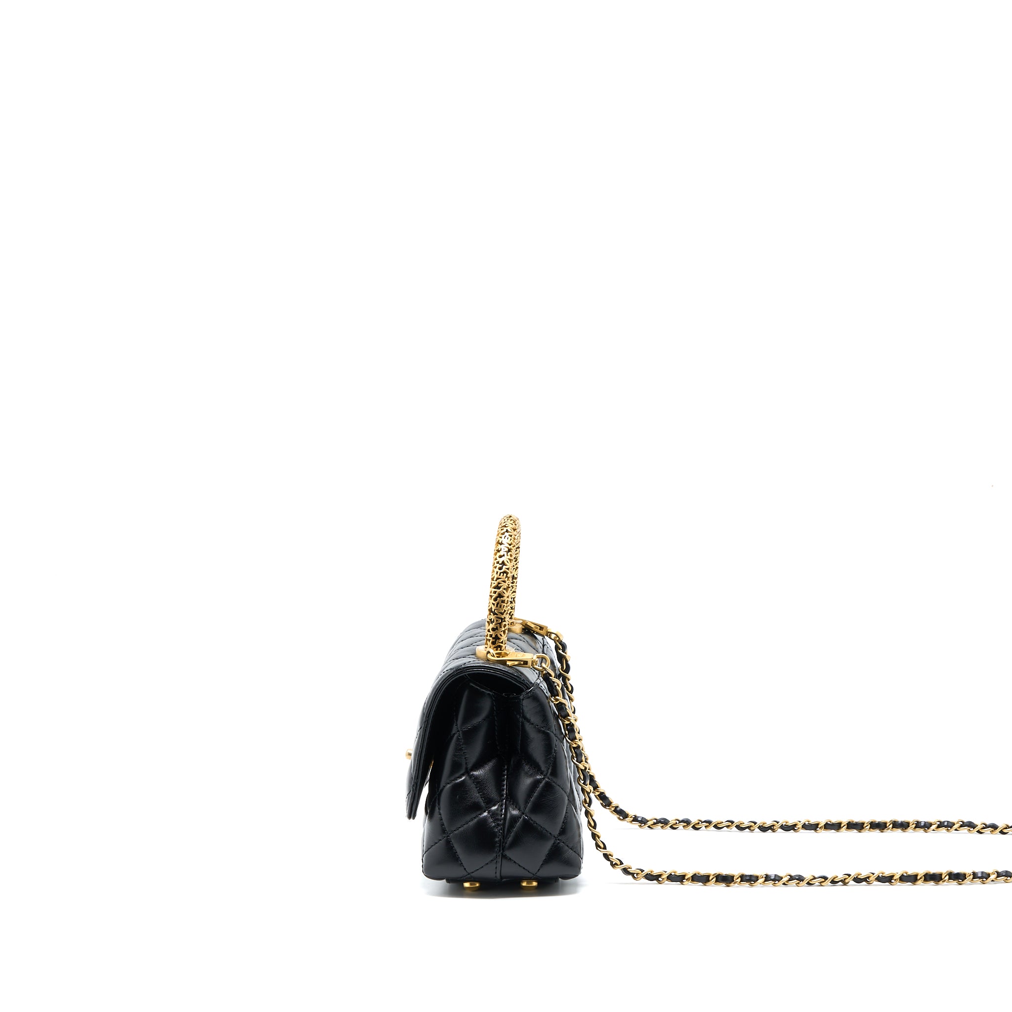 Chanel 22A Mini Coco Handle with Detailed Letter Handle Calfskin Black Brushed GHW (Microchip) - Image 3