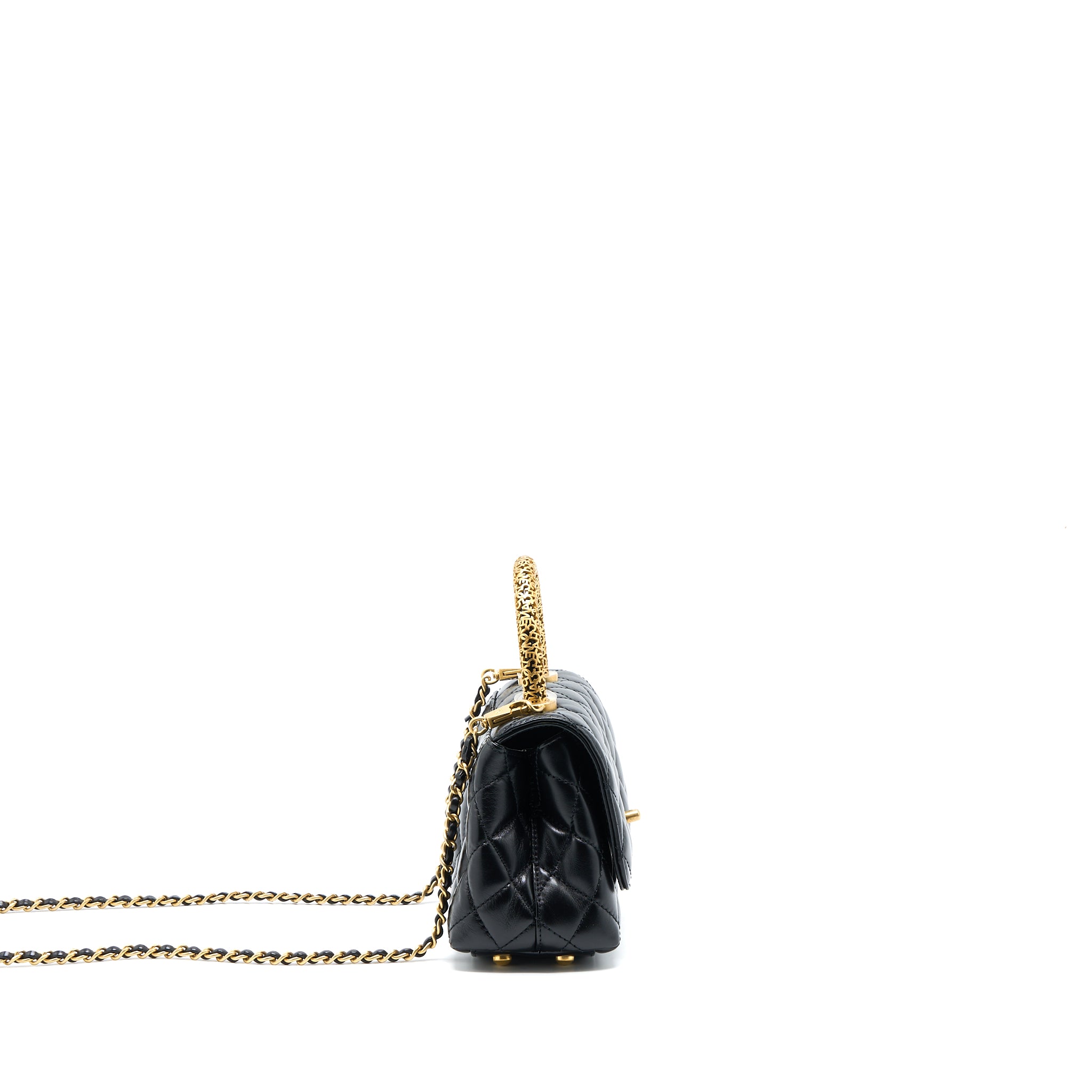 Chanel 22A Mini Coco Handle with Detailed Letter Handle Calfskin Black Brushed GHW (Microchip) - Image 4