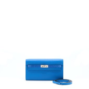 Hermes Kelly To Go Touch Epsom/Alligator Mykonos/Bleu Zellige SHW Stamp Z