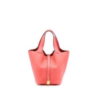 Hermes Picotin 18 Lock Bag Clemence Rose Jaipur GHW Stamp D