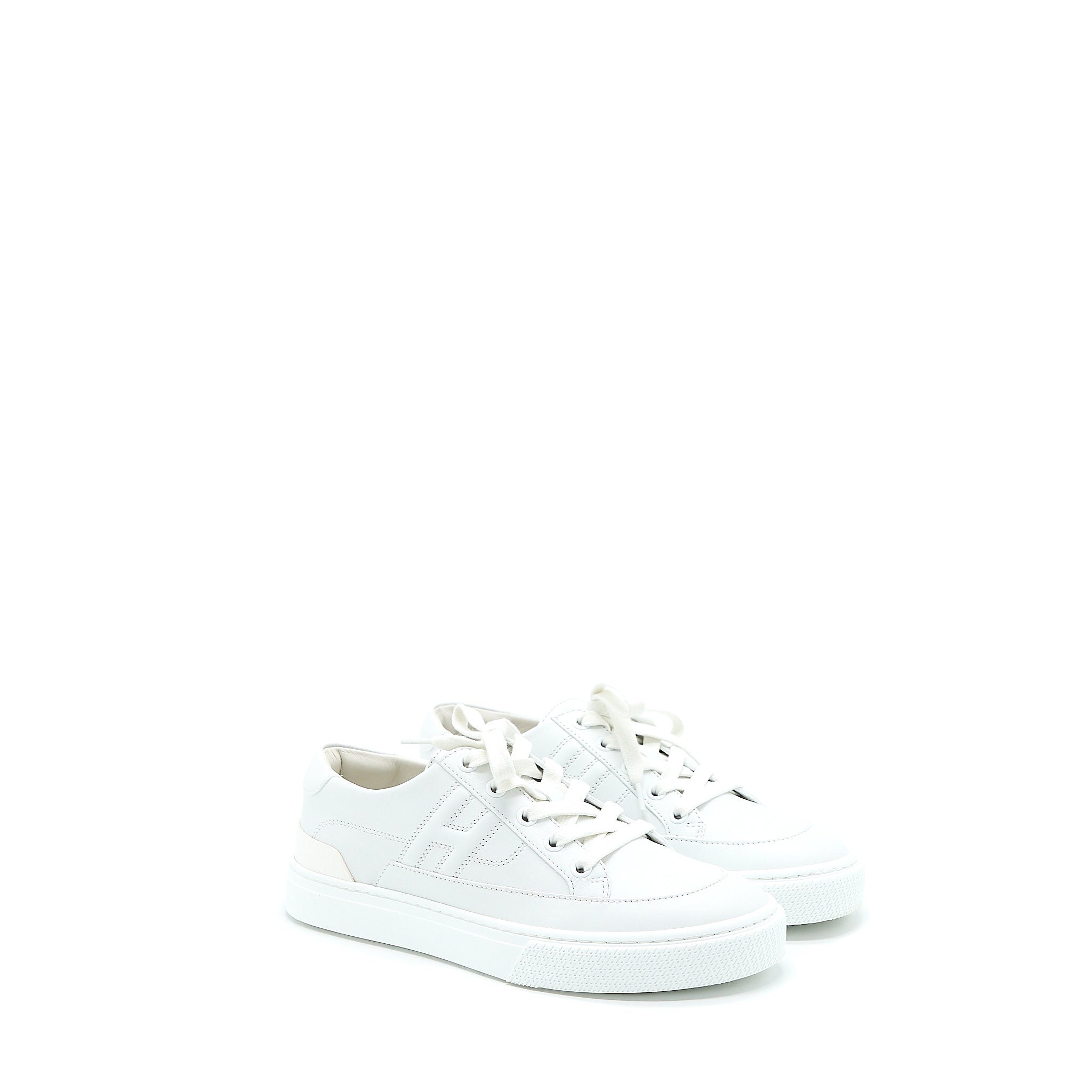 Hermes Size 37.5 Deep Sneaker Calfskin White