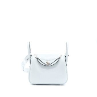 Hermes Mini Lindy Clemence Blue Pale SHW Stamp U