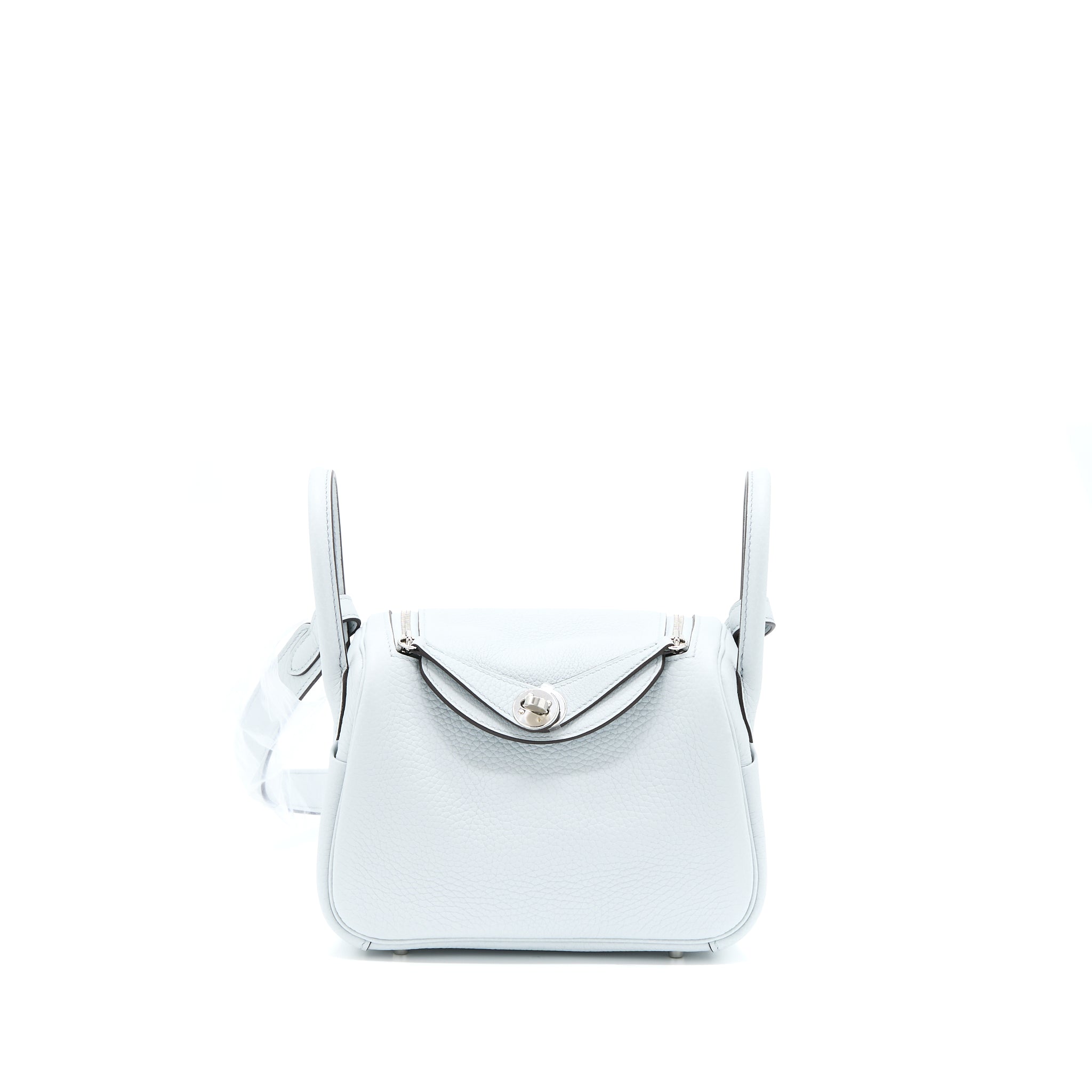 Hermes Mini Lindy Clemence Blue Pale SHW Stamp U