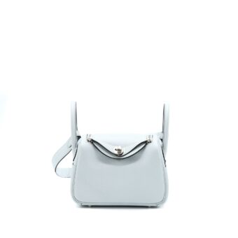 Hermes Mini Lindy Clemence Blue Pale SHW Stamp U