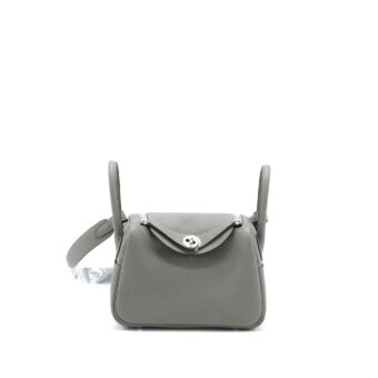 Hermes Mini Lindy Clemence 0L Gris Meyer SHW Stamp U