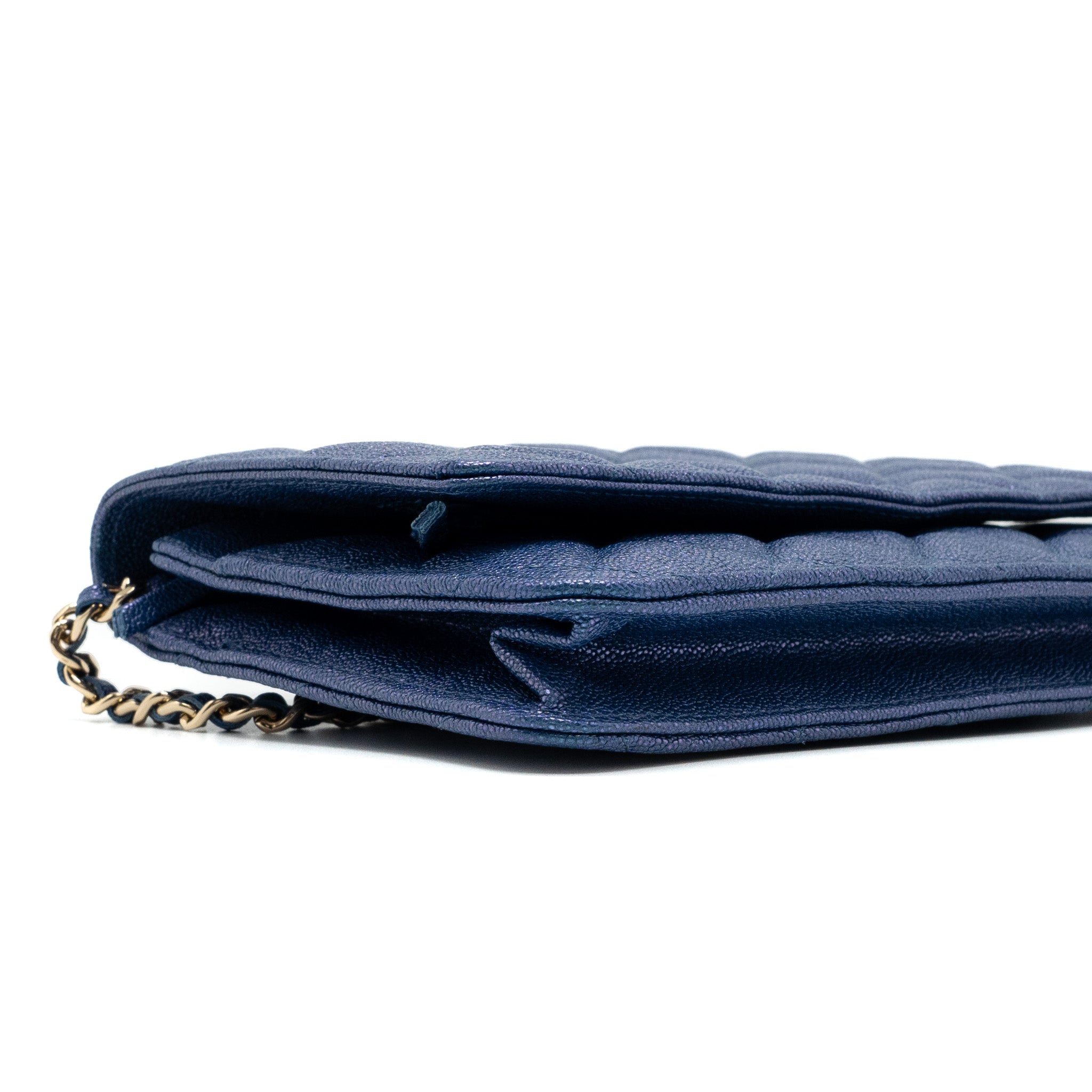 Chanel Classic Wallet On Chain Caviar Iridescent Blue LGHW - Image 10