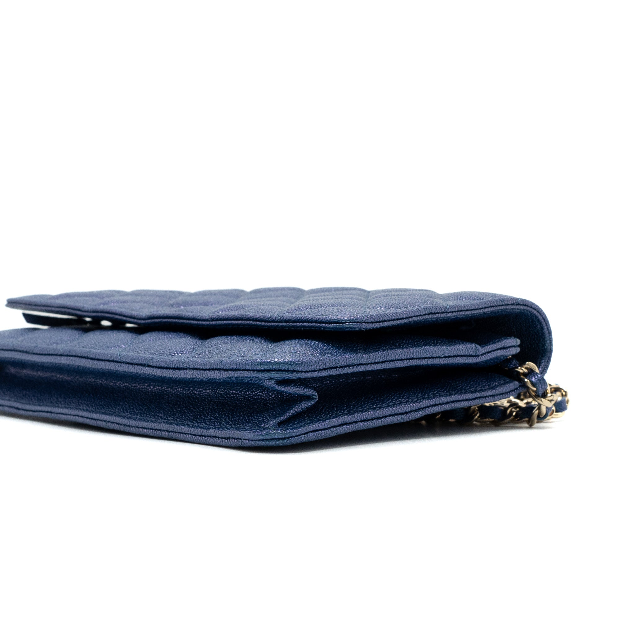 Chanel Classic Wallet On Chain Caviar Iridescent Blue LGHW - Image 11