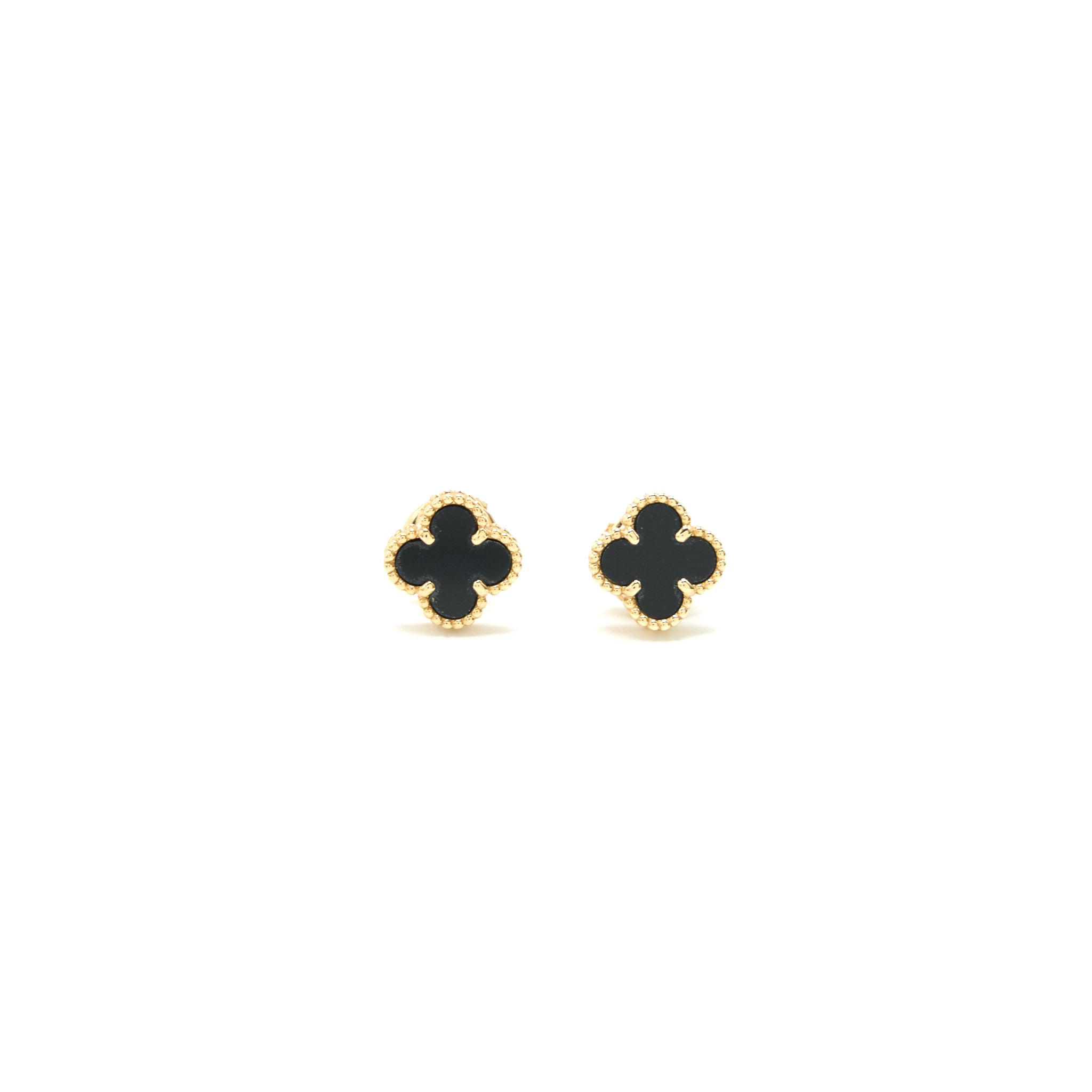 Van Cleef Arpels Sweet Alhambra Earstuds Onys with Yellow Gold