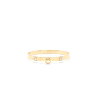 Hermes Size LG Collier De Chien Bracelet, Small Model Yellow Gold Diamonds