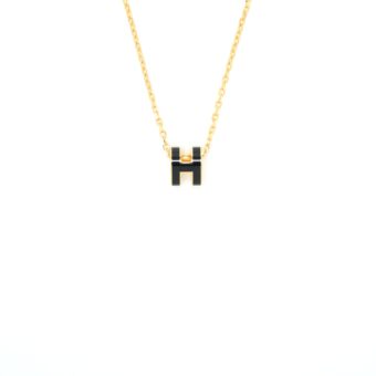 Hermes Mini Pop H Necklace Black GHW