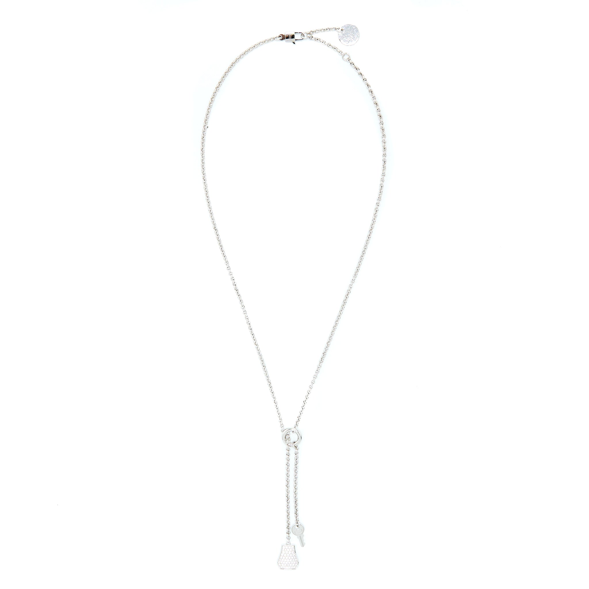 Hermes Kelly Clochette Necklace, Small Model White Gold With Diamonds
