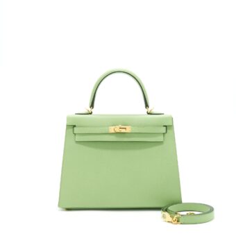 Hermes Kelly 25 Sellier Epsom vert criquet GHW stamp Z