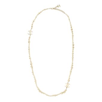 Chanel Long Necklace Light Gold Tone