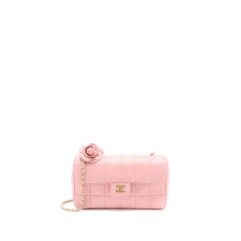 Chanel Camellia Mini Flap Bag Lambskin Pink GHW