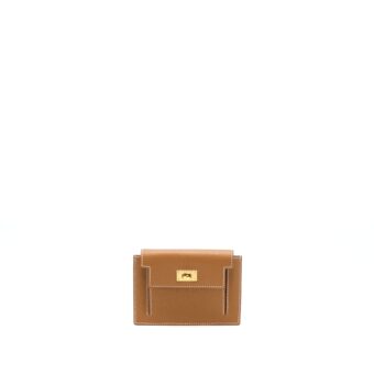 Hermes Kelly Pocket Compact Epsom Gold GHW Stamp U