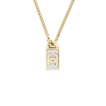 Chanel Square CC Logo Crystal Pendant Light Gold Tone