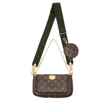 Louis Vuitton Multi Pochette Accessories Monogram Canvas with Khaki Strap GHW