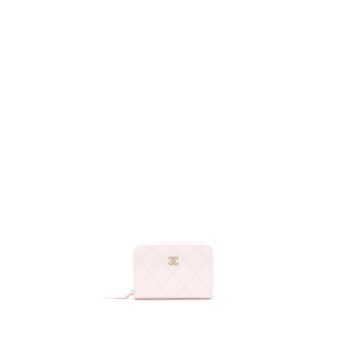 Chanel 22P Zip Card holder Caviar pink LGHW