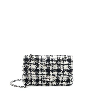 Chanel Classic Double Flap Bag Tweed Black/White SHW