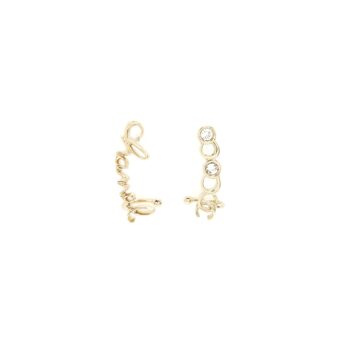 Chanel Coco Chanel Letter Earrings Light Gold Tone