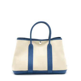 Hermes Garden Party 30 Canvas Blue/Beige SHW Stamp D