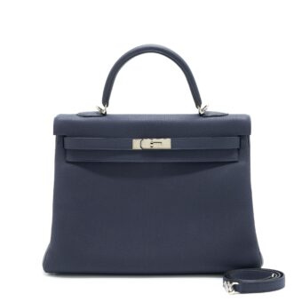 Hermes Kelly 35 Togo Blue Nuit SHW Stamp A