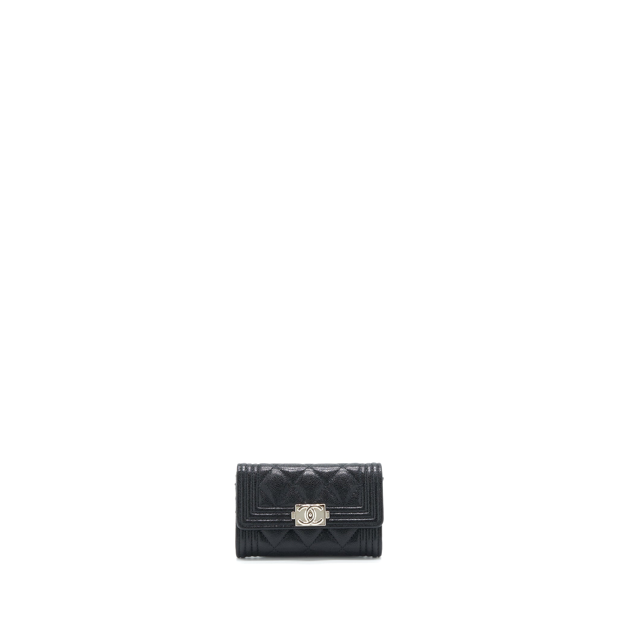 Chanel Boy Card Holder Caviar Black SHW
