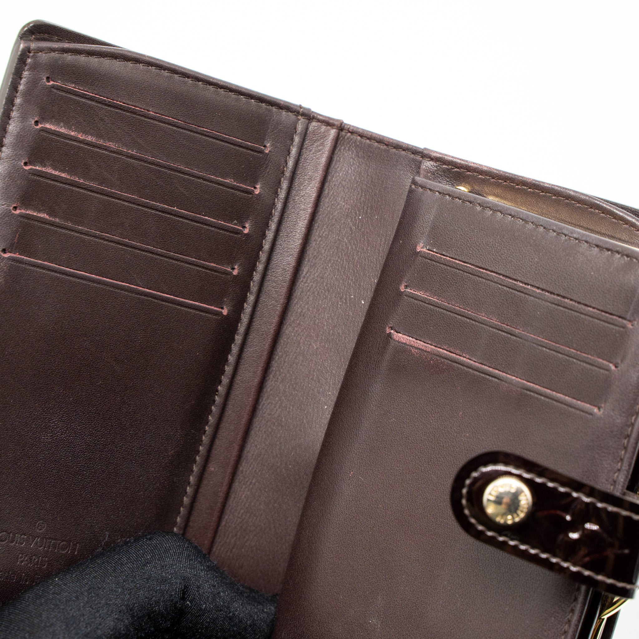 Louis Vuitton Portefeuille Viennois Purse Wallet Monogram Vernis Amarante GHW - Image 8