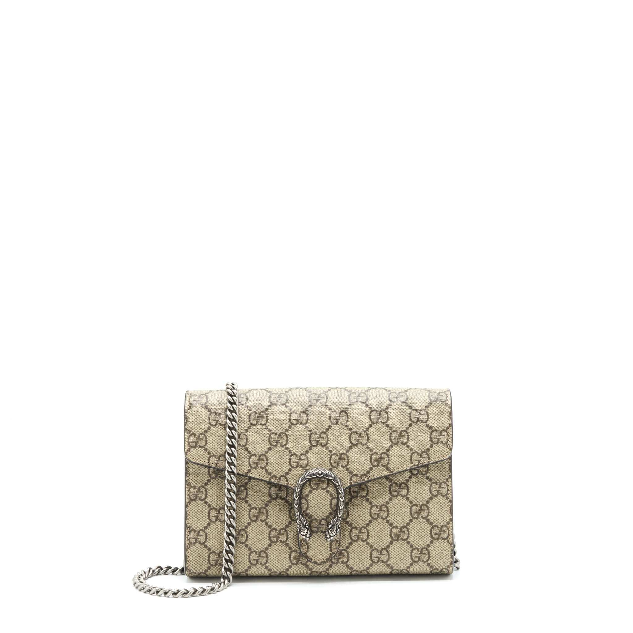Gucci Dionysus GG Supreme Chain Wallet Beige SHW