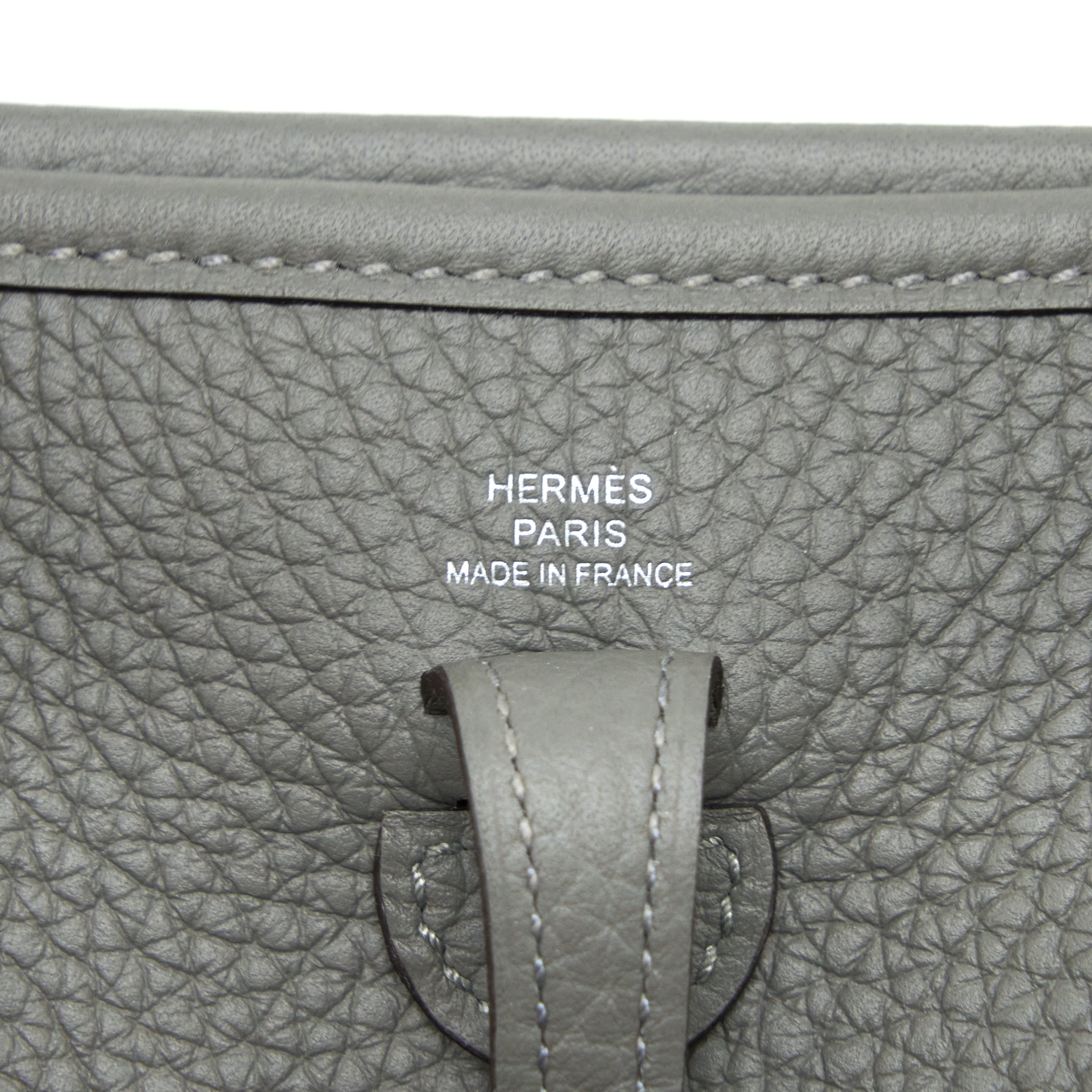 Hermes Mini Evelyne Clemence 0L Gris Meyer SHW Stamp U - Image 8