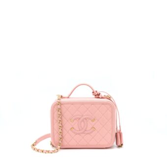 Chanel Filigree Vanity Case Caviar Pink GHW