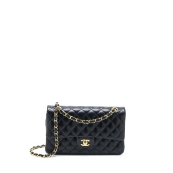 Chanel Medium Classic Double Flap Bag Lambskin Black GHW