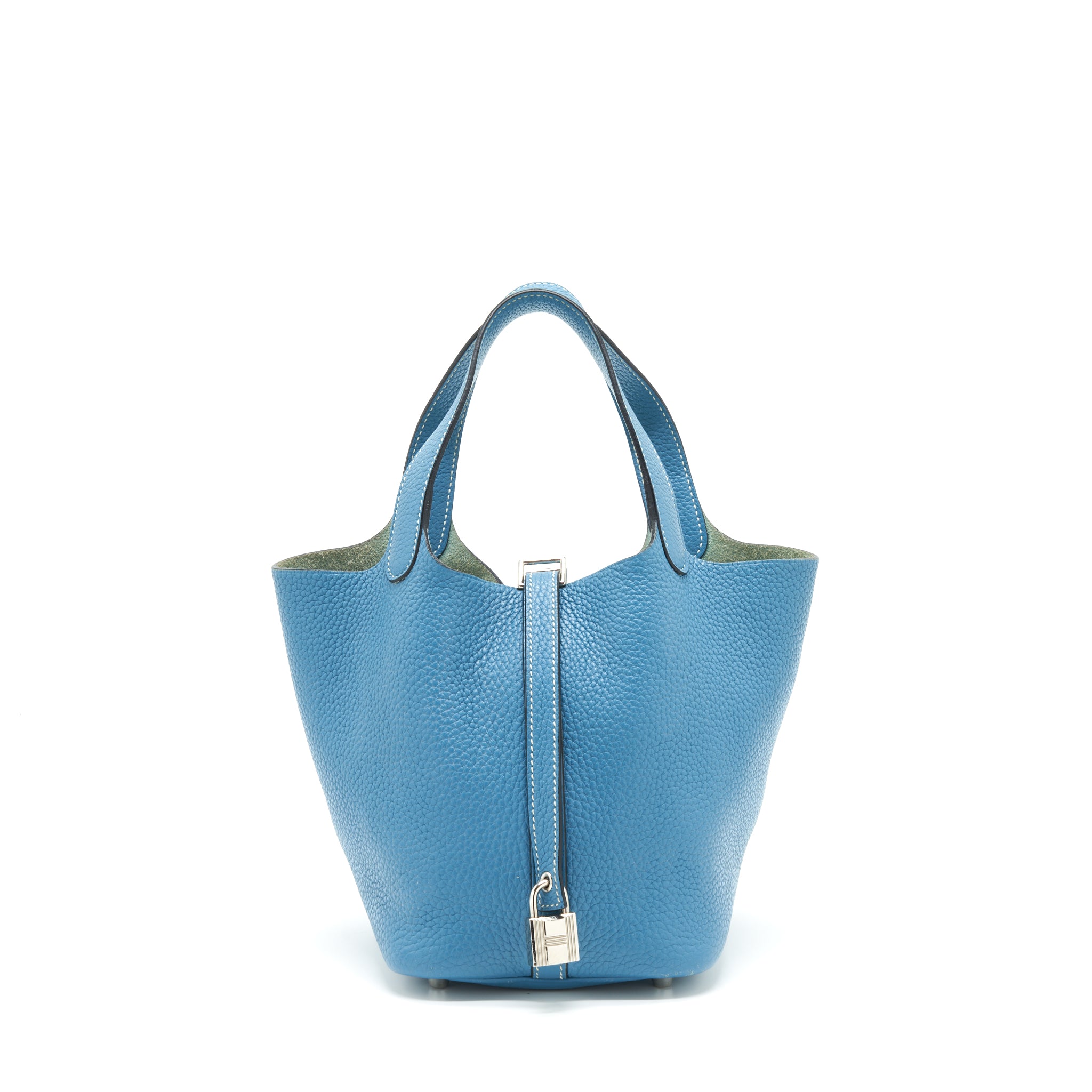 Hermes Picotin 18 Lock Bag Clemence Blue Jeans SHW Stamp Square P