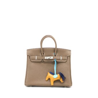 Hermes Birkin 25 Togo Etoupe SHW Stamp D with An Extra Rodeo PM Bag Charm