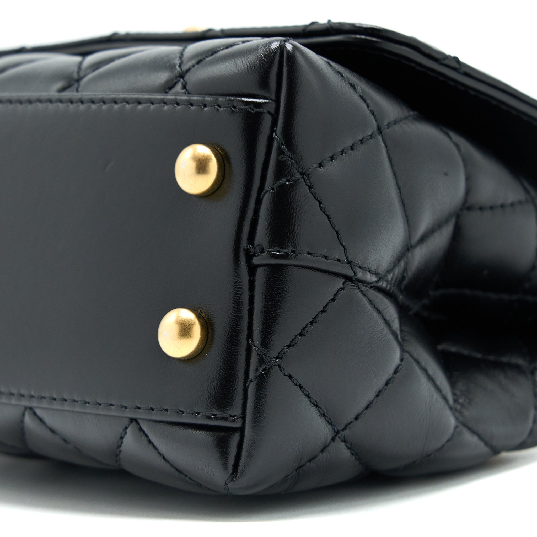 Chanel 22A Mini Coco Handle with Detailed Letter Handle Calfskin Black Brushed GHW (Microchip) - Image 6