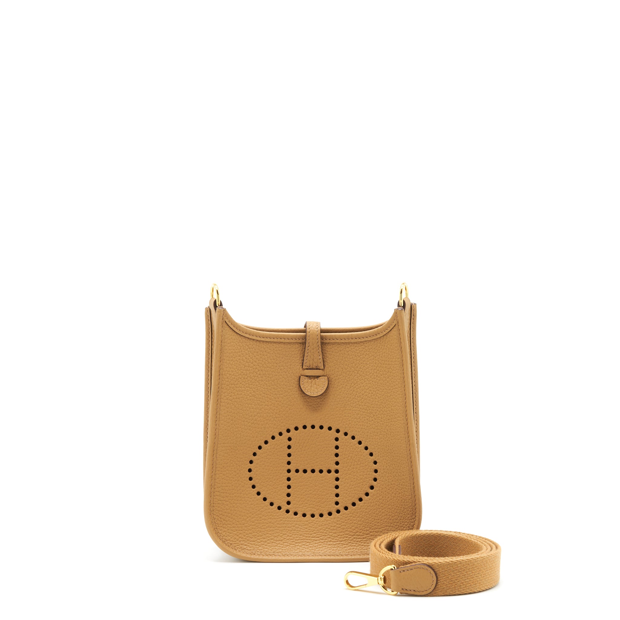 Hermes Mini Evelyne Clemence Biscuit/Camel GHW Stamp Z